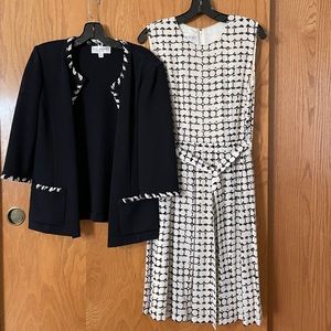 St. John Collection dress and shrug. Black and white. Used, good cond. Size 8P